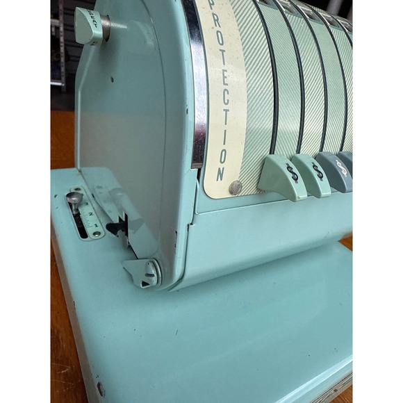 Retro Paymaster Series X-550 Check Writer Adding Machine w Key Working Turqoise - Picture 5 of 9
